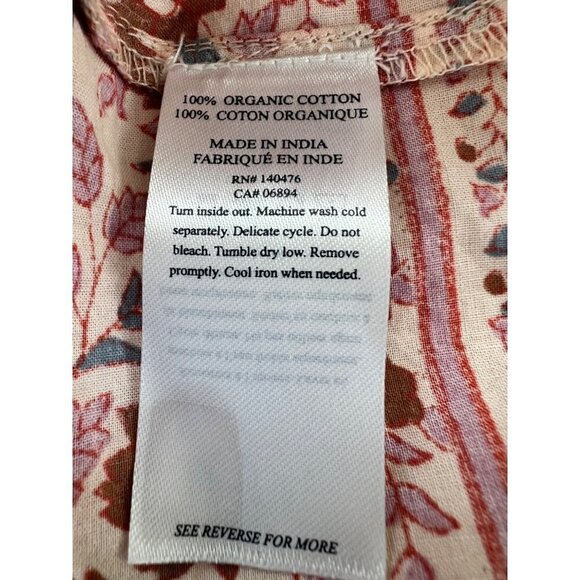 New Faherty Size S Orinda Floral Print Organic Cotton Maxi Dress Pink Multi - Picture 11 of 12